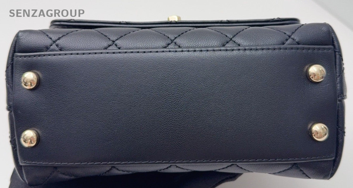 Chanel Coco Mini Top Handle Chain Shoulder Bag Crossbody Black Gold Women