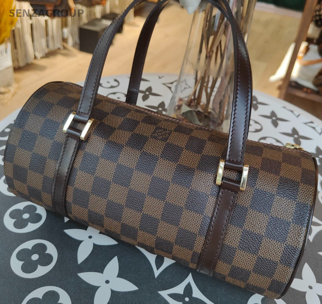 Louis Vuitton Damier Top Handle Bag Brown Gold Red Unisex Adults Classic