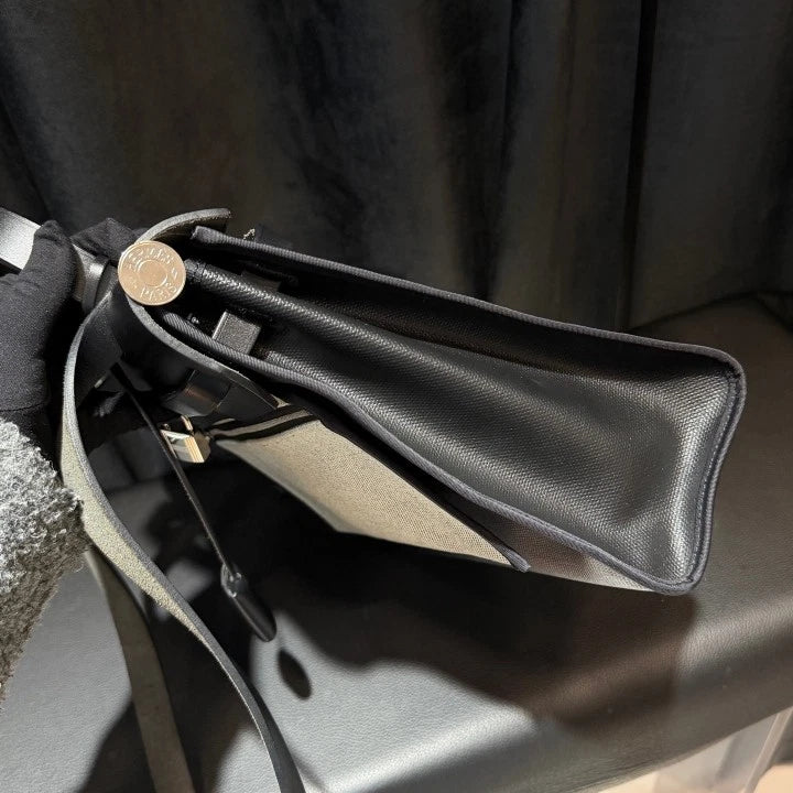 Hermes Herbag 31 Black Silver Top Handle Shoulder Bag Women Fashion D