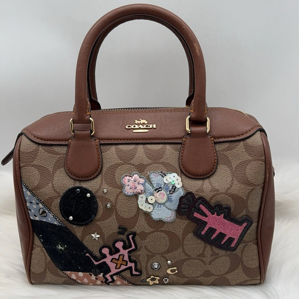 Coach Brown Signature Boston Crossbody Handbag Shoulder Bag For Women