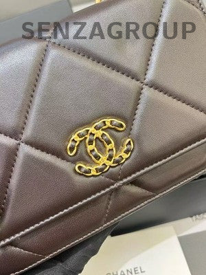 Chanel 19 Bag WOC Brown Gold Quilted Chain Crossbody Shoulder Bag