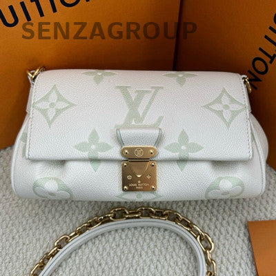 Louis Vuitton Favorite Monogram Chain Crossbody Bag White Green Women