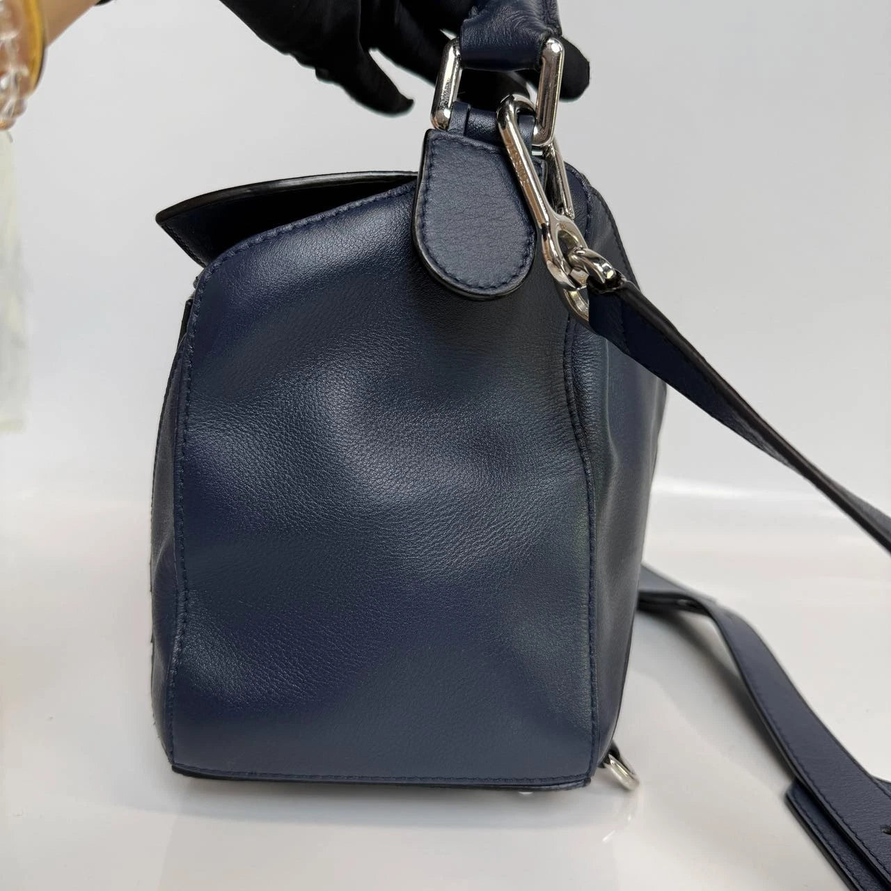 SJ0001 Loewe Medium Puzzle Bag in Navy Blue Calfskin