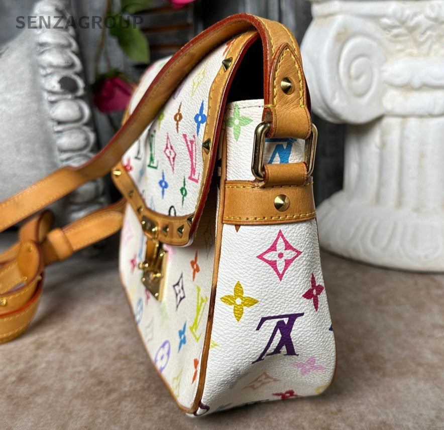 Louis Vuitton Monogram White Multicolor Shoulder Bag Crossbody Women Classic
