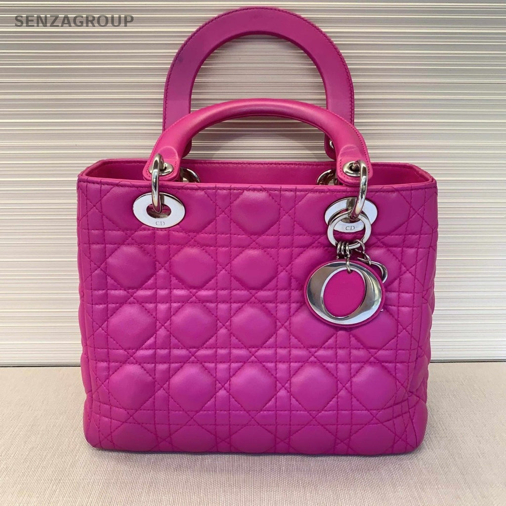 Christian Dior Lady Dior Quilted Leather Tote 2WAY Shoulder Handbag