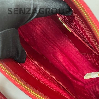 PRADA Saffiano Lux Tote Bag Red Gold Hardware Women's Handbag Shoulder Bag