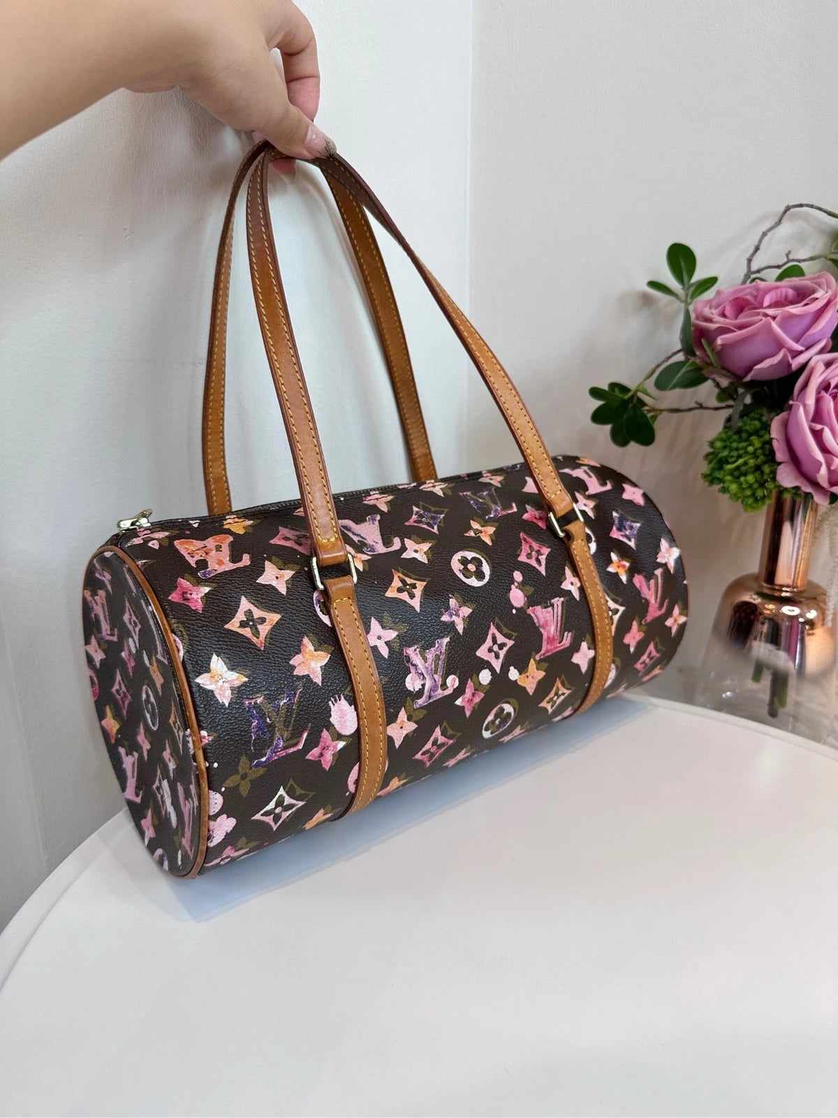 Authentic Louis Vuitton Canvas Limited Vintage Watercolor Bucket Women