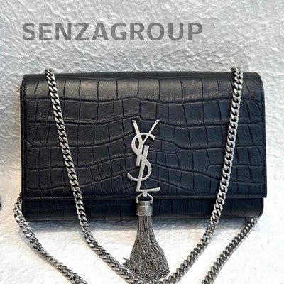 Saint Laurent Black Silver Kate Tassel Medium Chain Shoulder Bag Classic