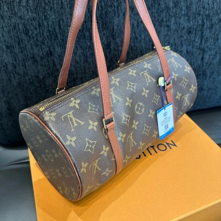 Louis Vuitton Papillon Monogram Barrel Bag Shoulder Bag Brown Gold Women D