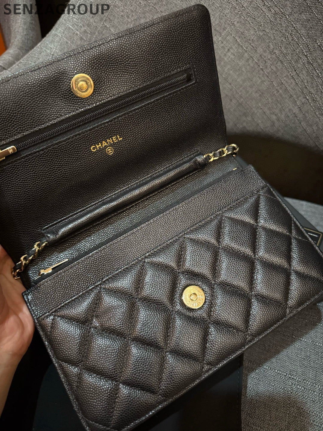 Chanel Black Gold WOC Chain Shoulder Crossbody Bag Quilted Classic