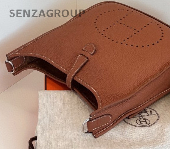 Hermes Evelyne29 Crossbody Shoulder Bag Brown Silver Women Classic Fashion