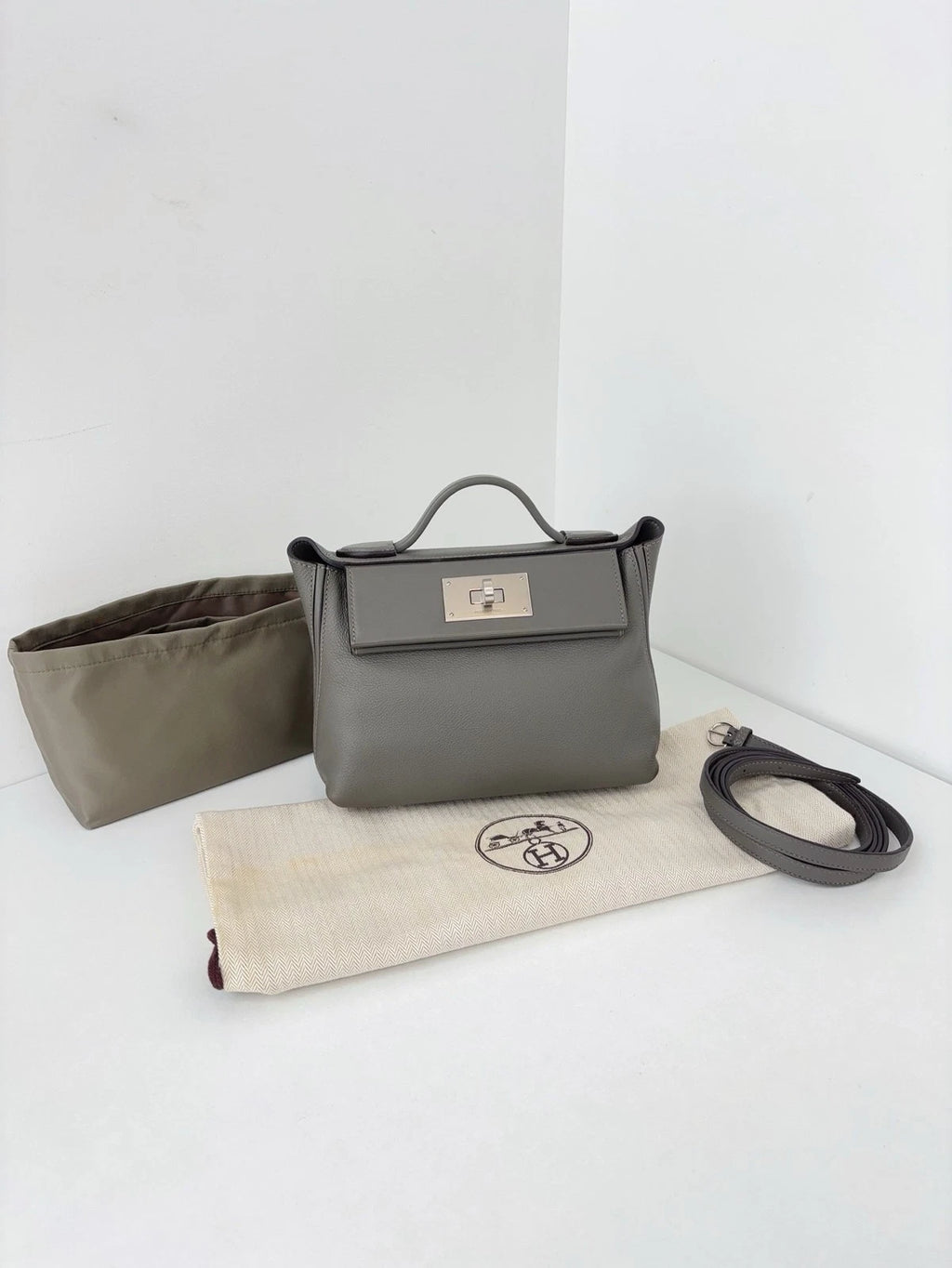 Hermès Mini Kelly II Sellier Ladies Top Handle Crossbody Bag Grey Women Classic