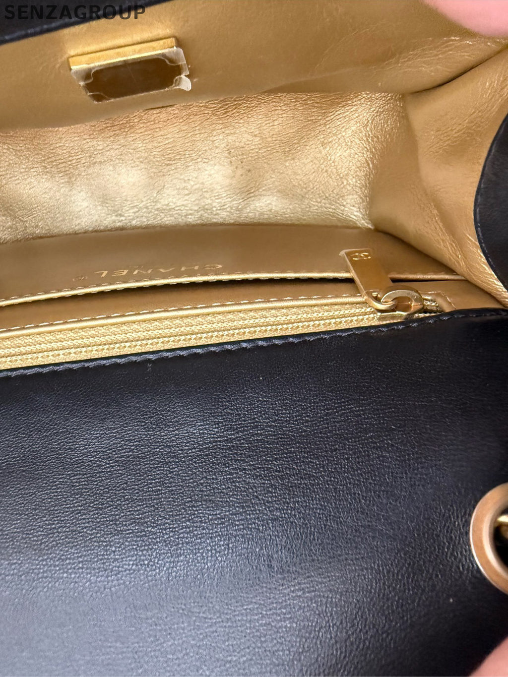 Chanel Classic Flap Quilted Chain Shoulder Bag Black Gold
