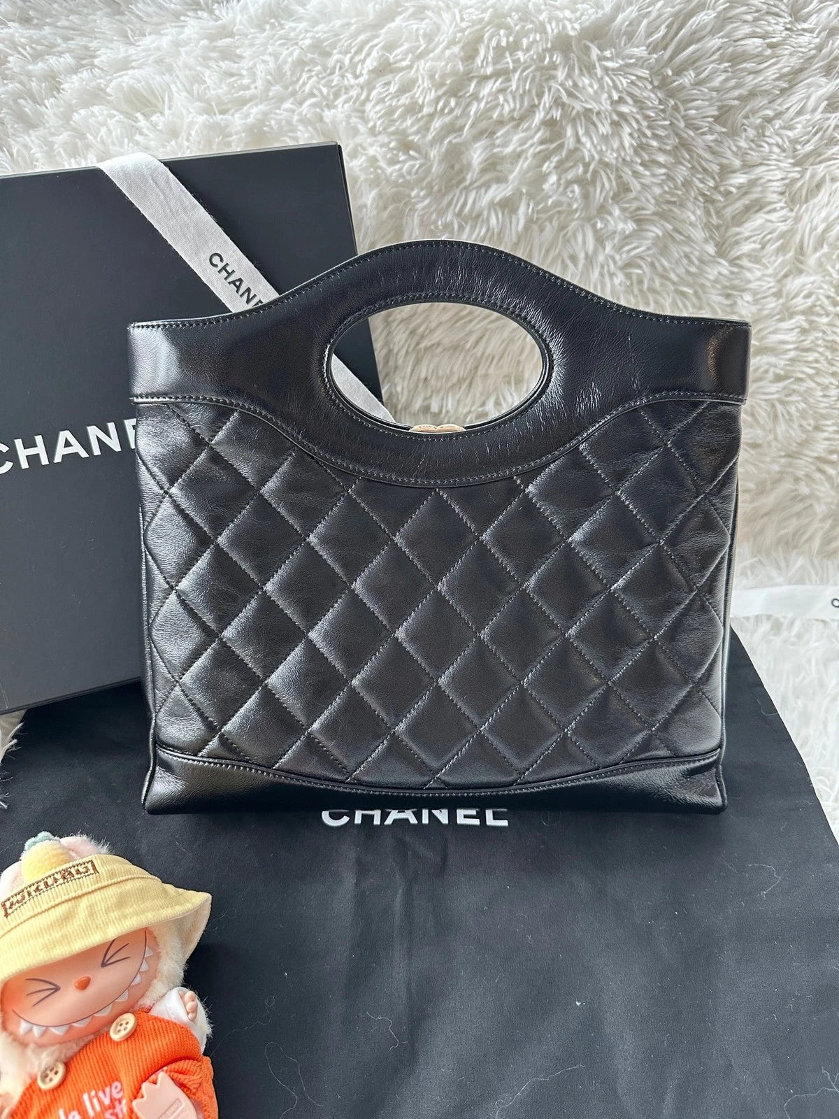 CHANEL 31Bag Small Black Gold Lambskin Crossbody Shoulder Bag Women