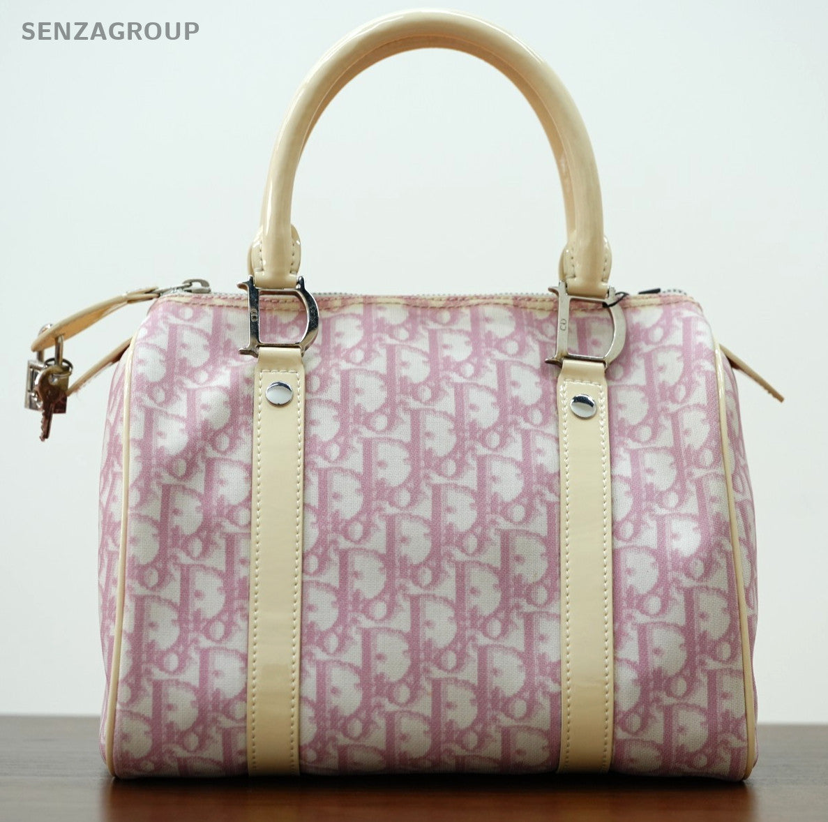 Fendi FF Boston Monogram Handbag Pink Women Canvas