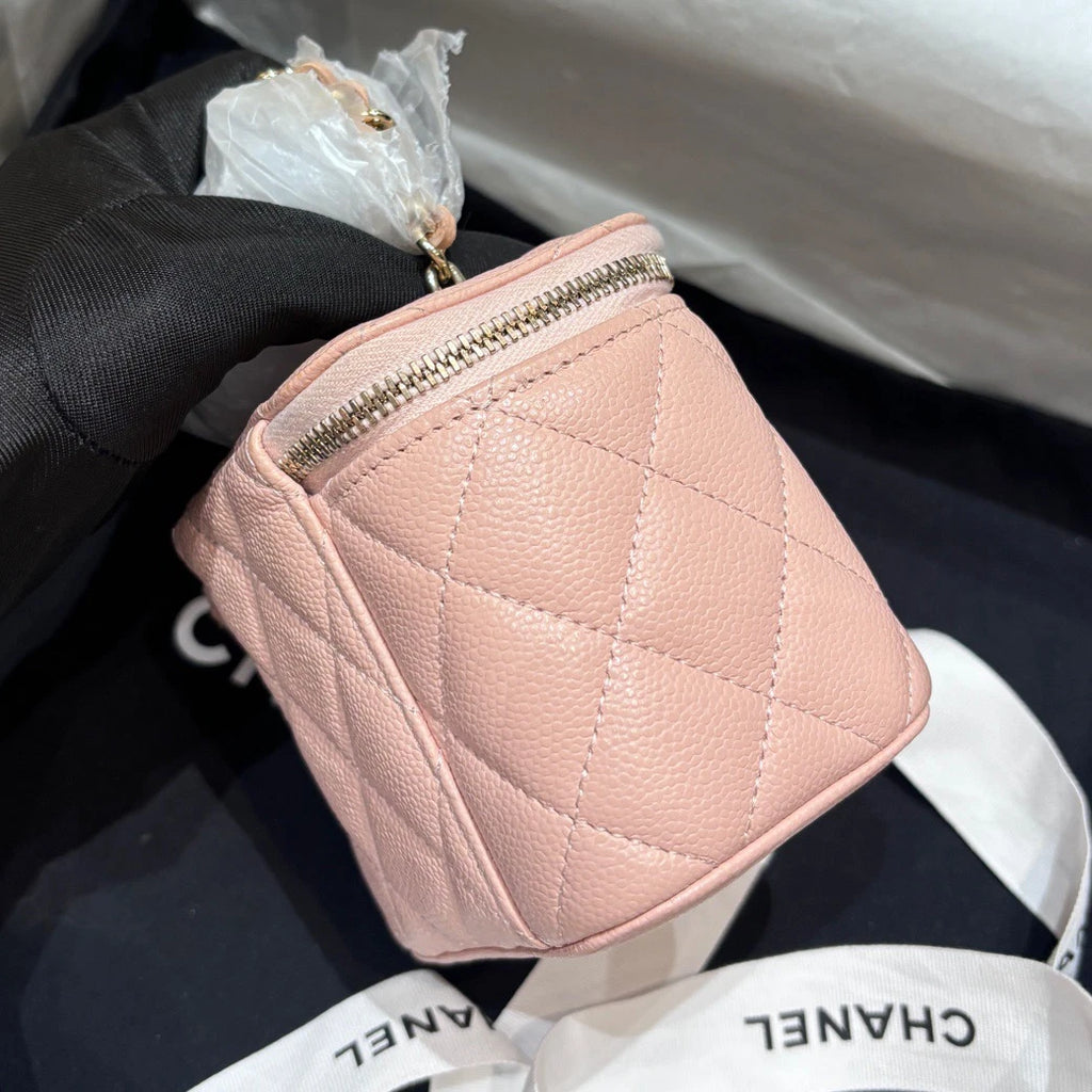 Chanel Vanity Gold Pink Crossbody Chain Bag Excellent