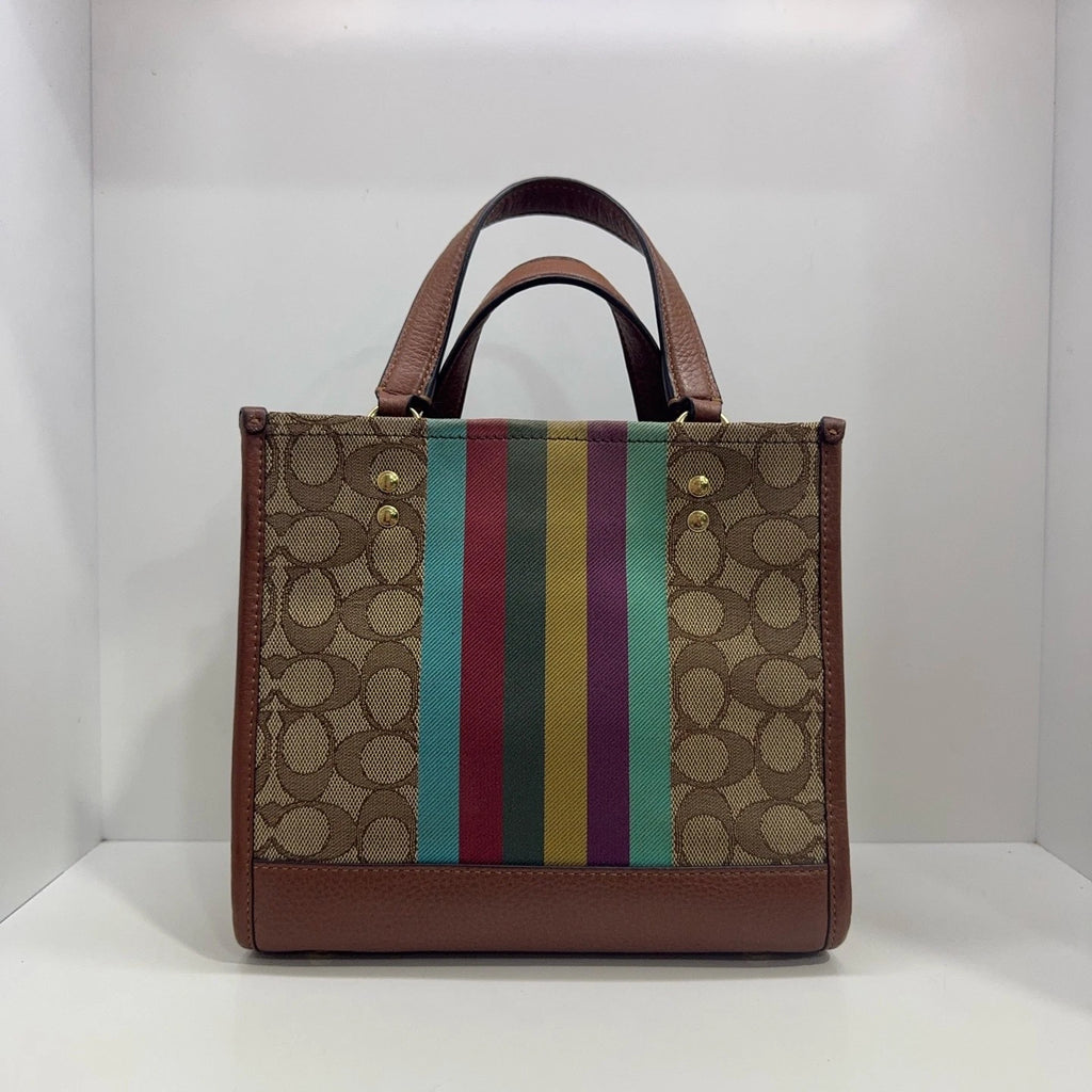 Coach Signature Monogram Canvas Leather Tote Shoulder Bag For Women