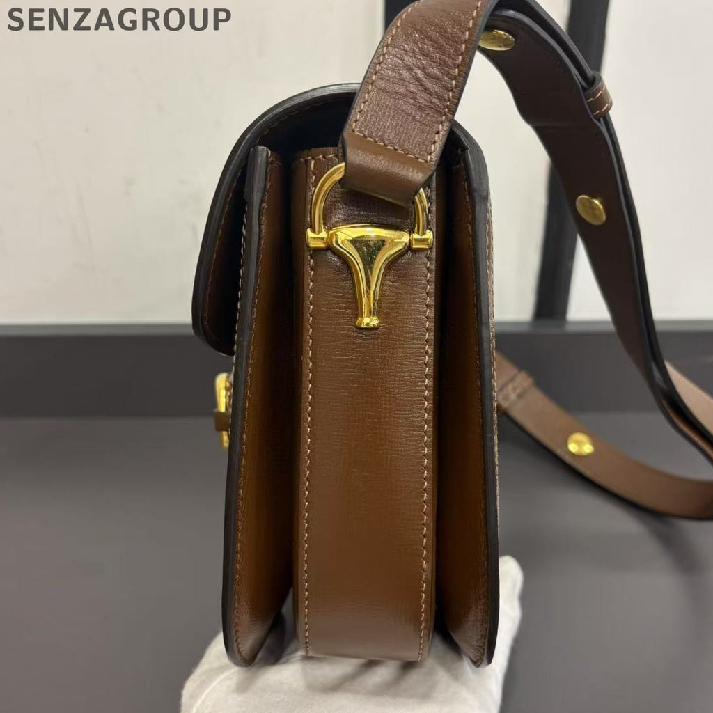 Gucci Horsebit 1955 GG Supreme Saddle Bag Brown Women's Classic