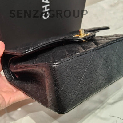 Chanel Classic Flap Black Gold Small Quilted Chain Shoulder Bag
