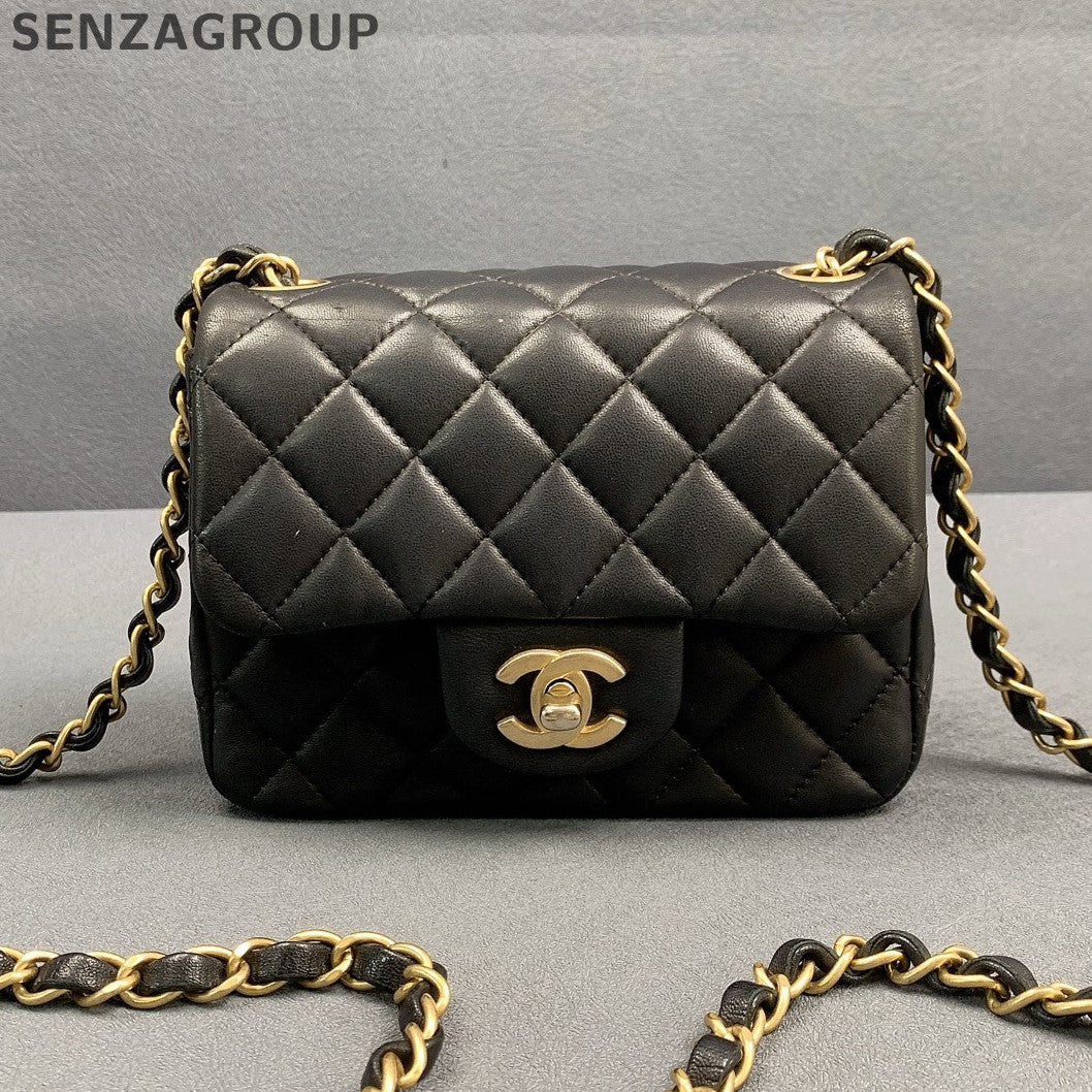 Chanel Classic Flap Black Gold Lambskin Chain Shoulder Crossbody Bag