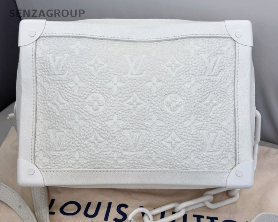 Louis Vuitton Soft Trunk Calfskin Shoulder Crossbody Box Bag White Women