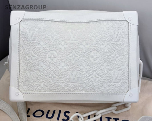 Louis Vuitton Soft Trunk Calfskin Shoulder Crossbody Box Bag White Women