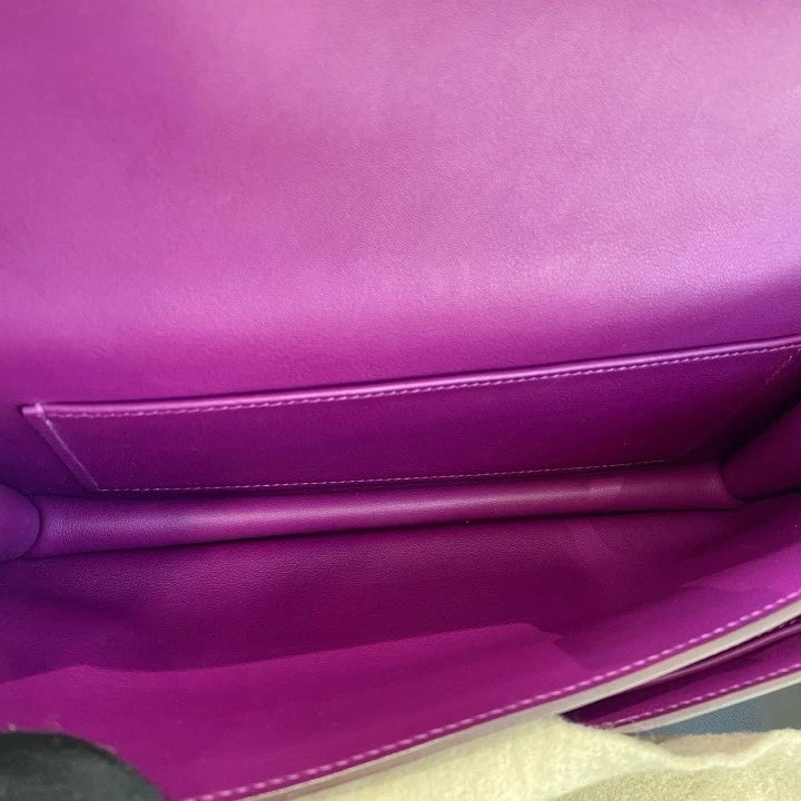 Hermes Constance 2Way Shoulder Bag Crossbody Purple Silver Women Classic D
