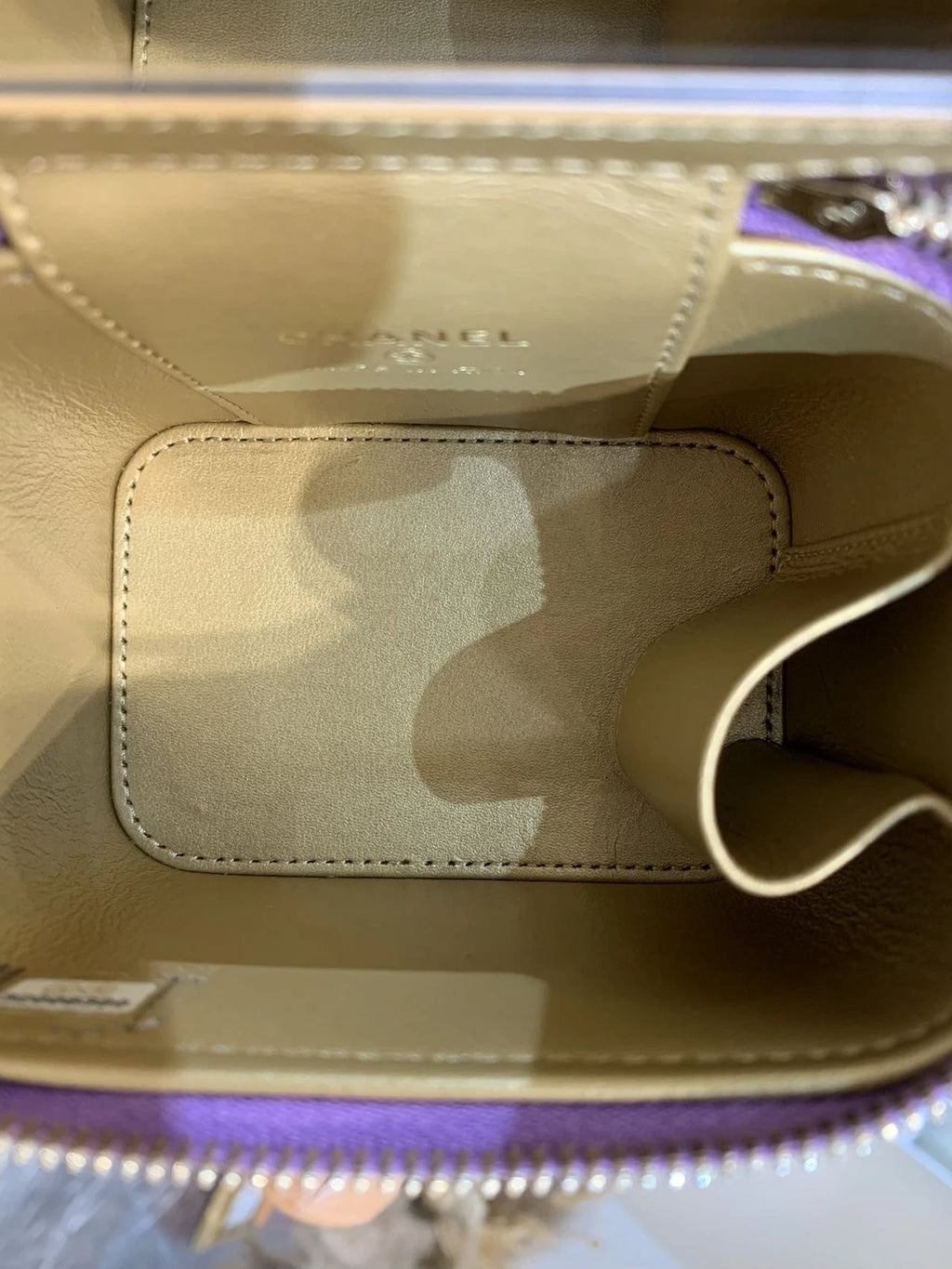 CHANEL Purple Lambskin Gold Ball Box Bag For Women