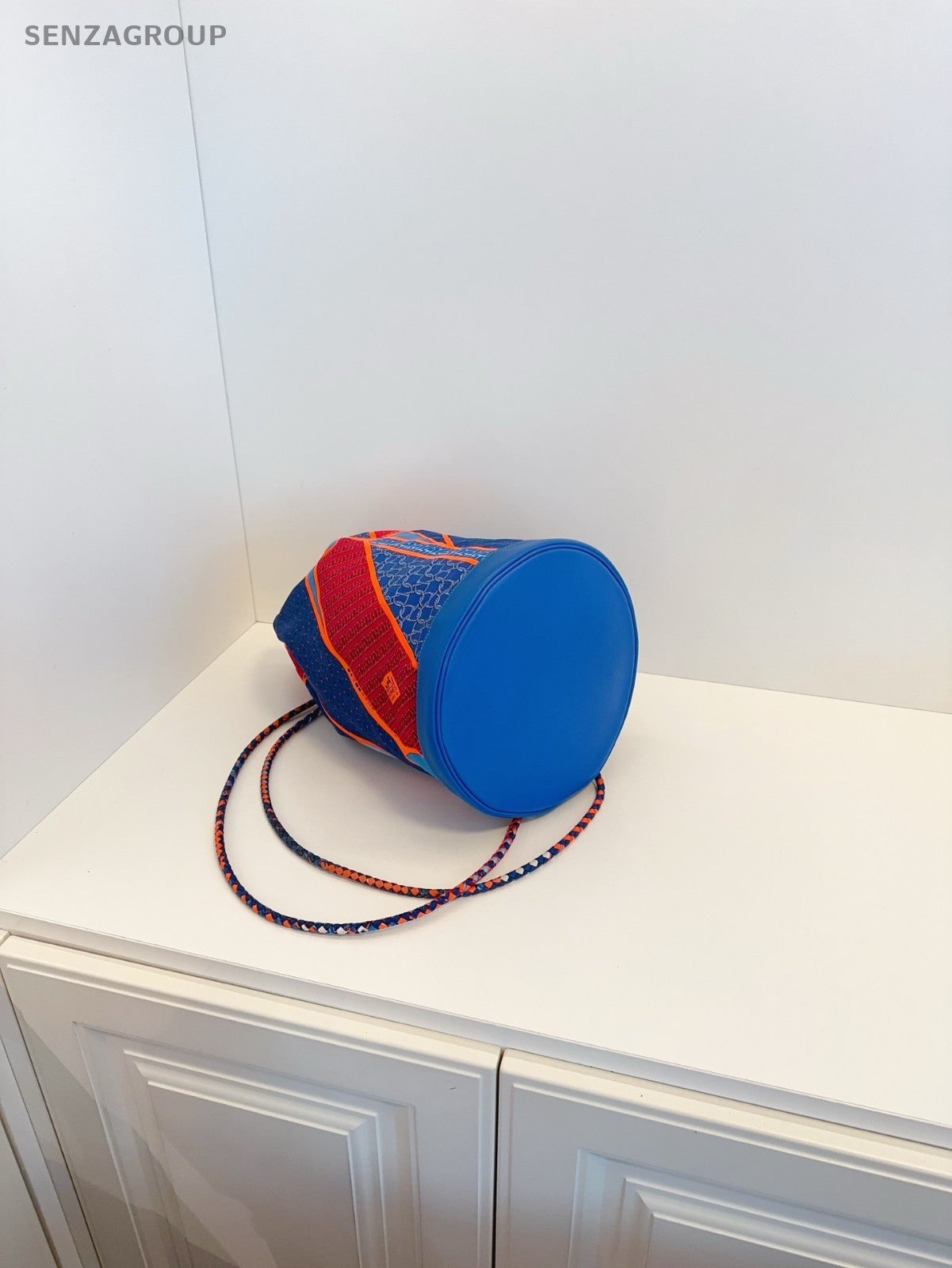 Hermes Orange Blue Drawstring Bucket bag