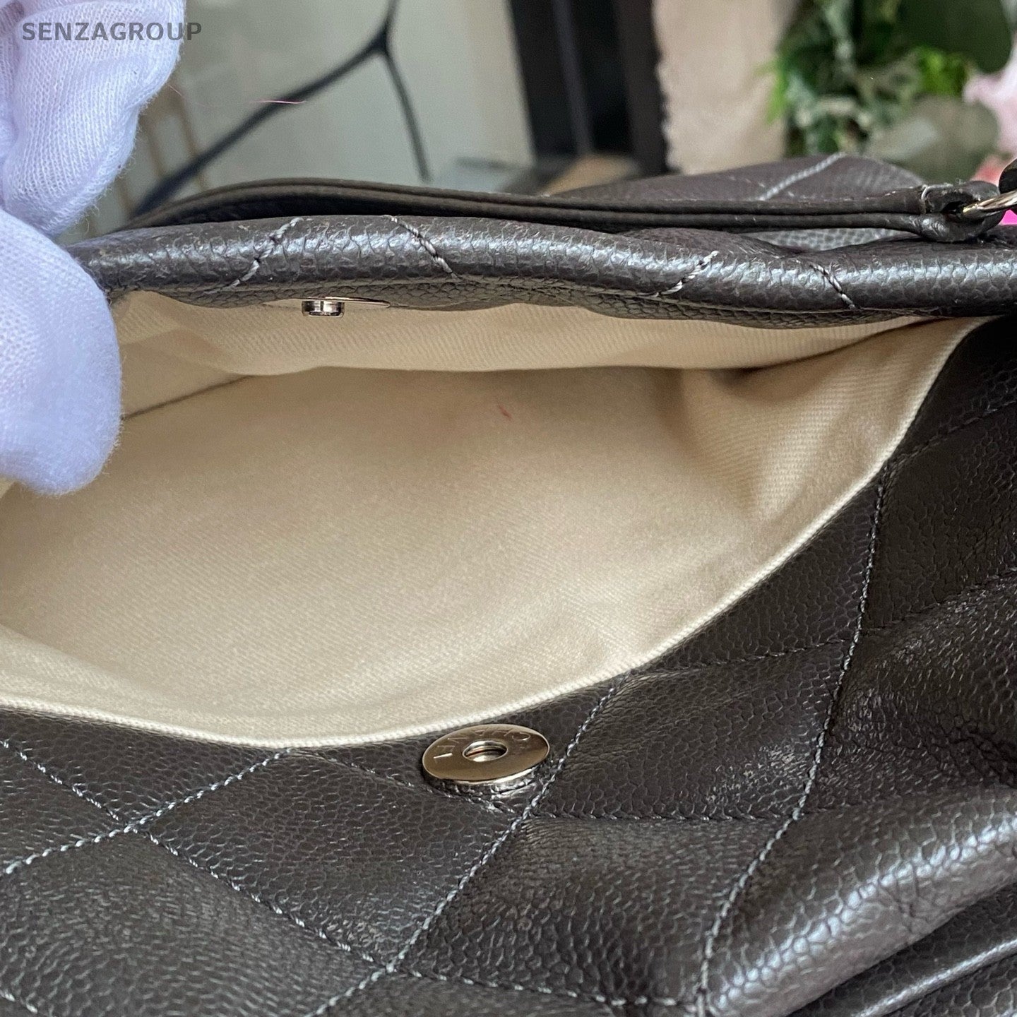 CHANEL CC tote Chain Calfskin Shoulder bag Women Black Silver Handbag