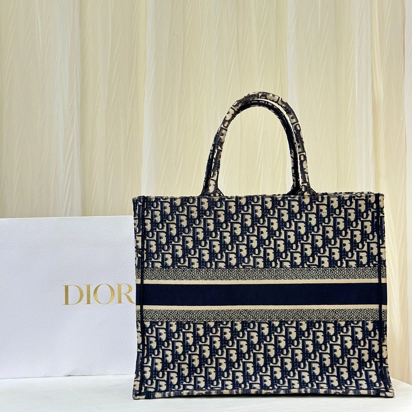 Dior Canvas Classic Monogram Large Tote Handbag For Women
