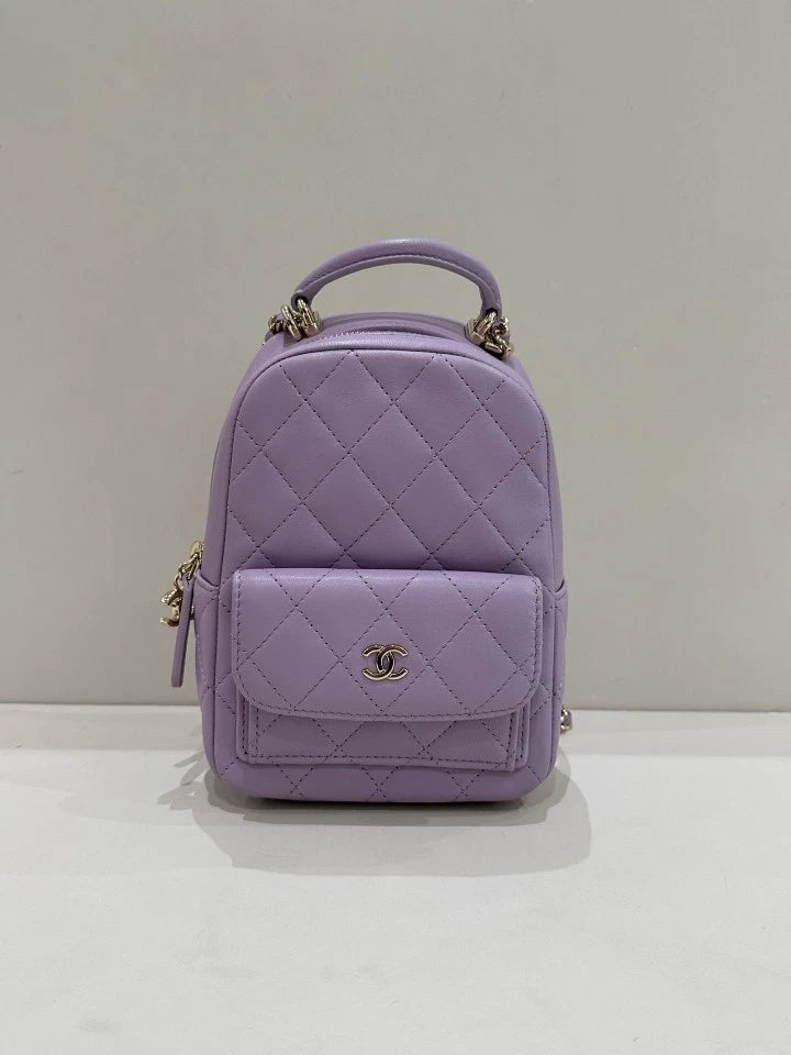 CHANEL Purple Leather Mini Backpack For Women