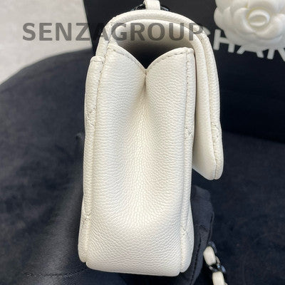 Chanel Black & White Mini Flap Bag Calfskin Chain Shoulder Crossbody