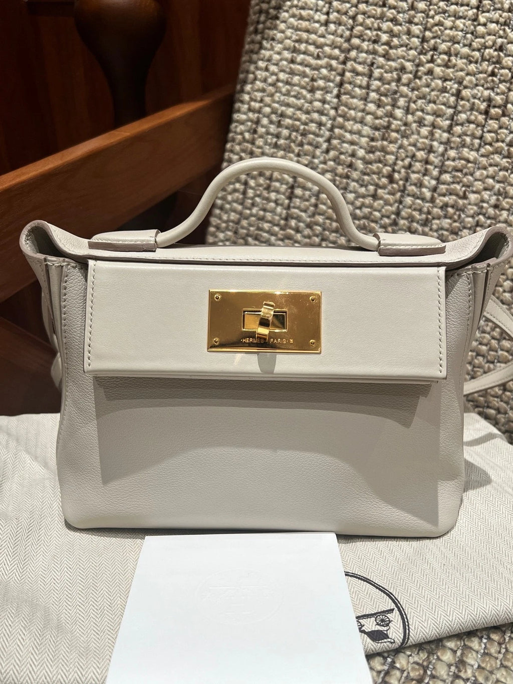 Hermes 2424 Mini White Gold Hardware Handbag For Women