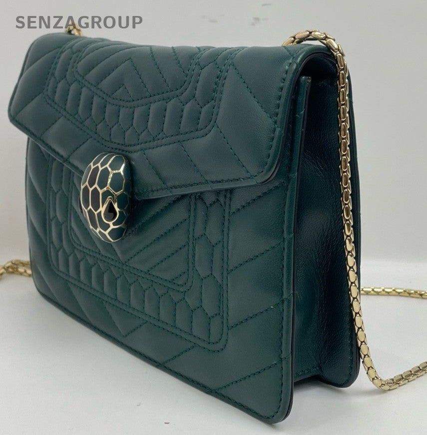 Bvlgari Serpenti Forever Shoulder Crossbody Bag Green Women