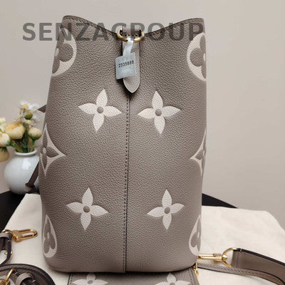 Louis Vuitton Grey Gold Bucket Bag Monogram Print Shoulder Tote