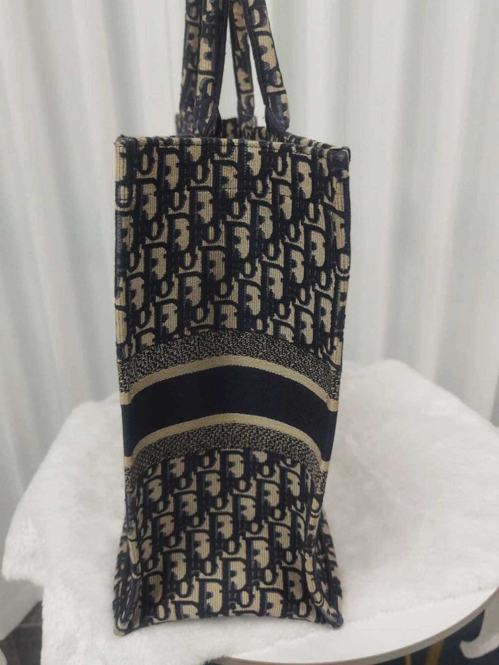 Dior Large Canvas Embroidered Oblique Tote Handbag For Women