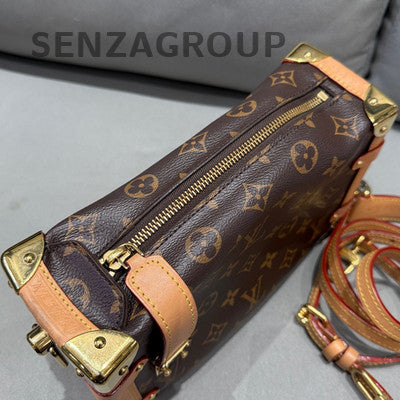 Louis Vuitton Monogram Side Trunk Chain Crossbody Bag Brown Gold