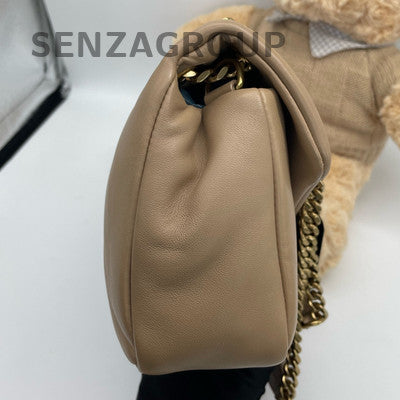 Saint Laurent Beige Gold Chain Shoulder Bag Classic Fashion Women