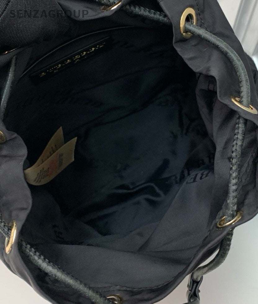 Burberry Nylon Backpack Black Gold Used Women Classic
