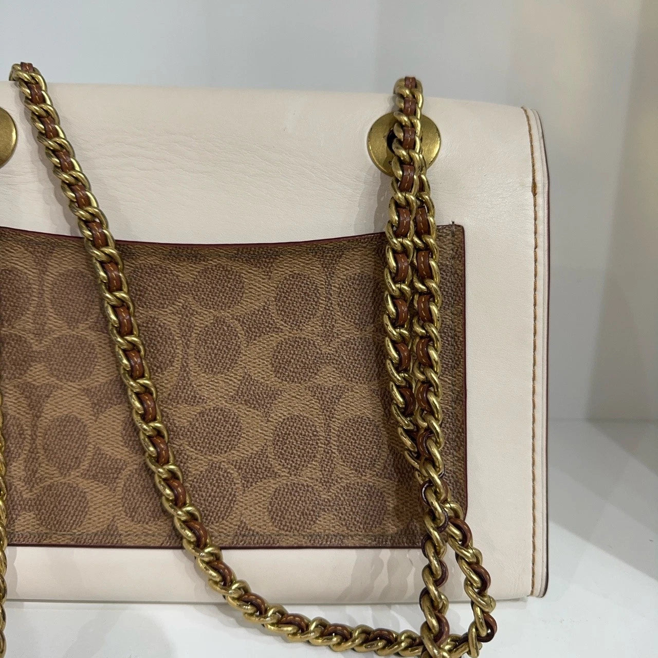COACH Parker 26 Monogram Canvas Leather Shoulder Crossbody Handbag Women