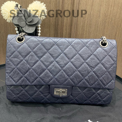 Chanel Blue Quilted Medium Flap Bag Silver Hardware Classic Women's