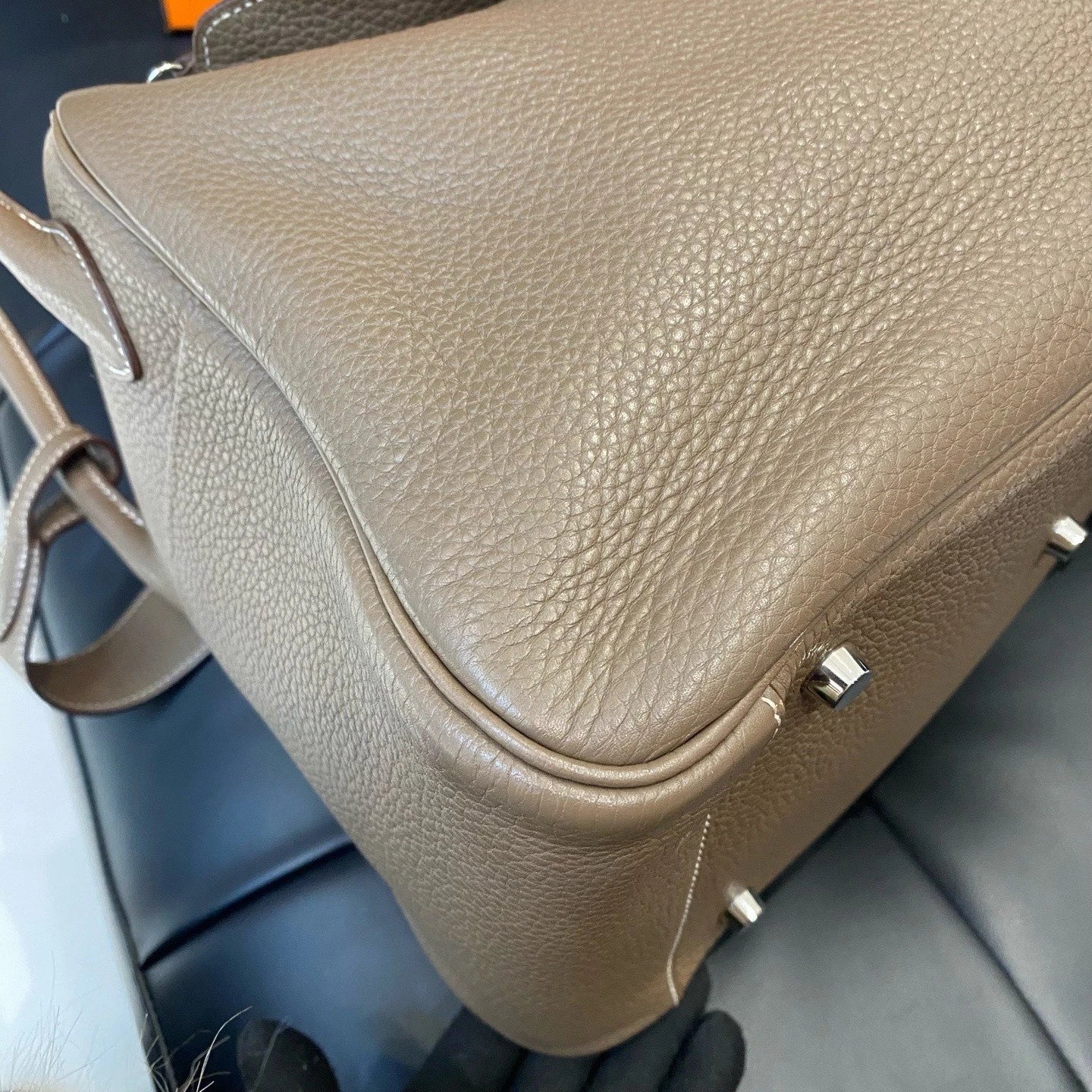 Hermes Lindy34 Top Handle Shoulder Bag Gray Silver Women Classic Fashion