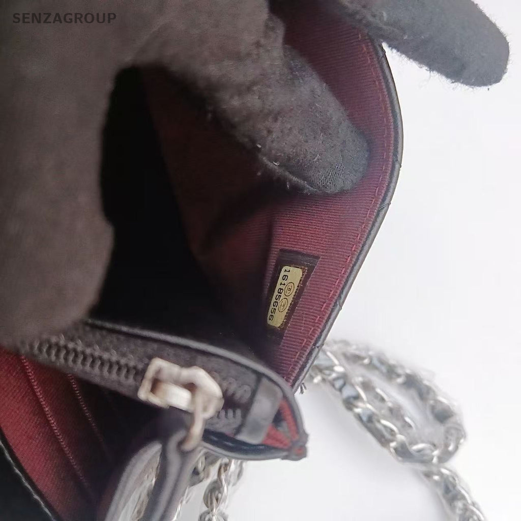 CHANEL Lambskin CC Woc Chain Black Silver Shoulder bag Crossbody Women