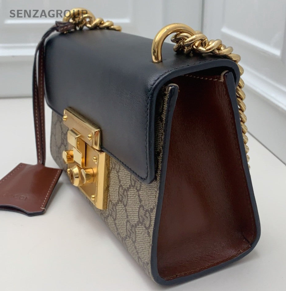 Gucci  Padlock Chain Shoulder Bag Crossbody Beige Black Gold Women Classic