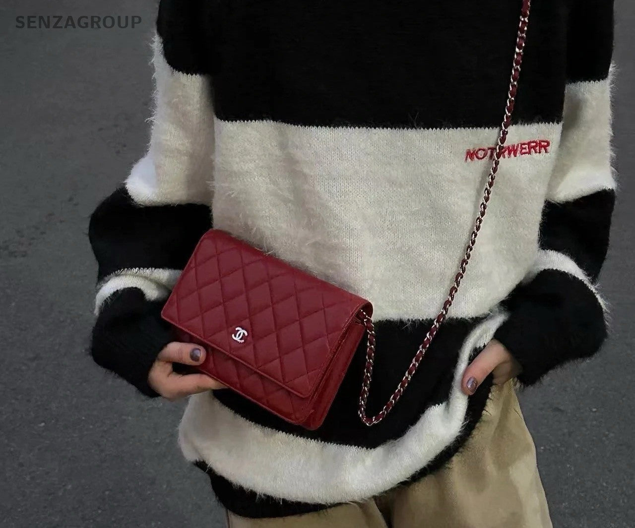 Chanel woc Diamond Shoulder Crossbody Bag Red Women