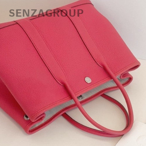 Hermes Garden Party30 Negonda Top Handle Bag Red Silver Women Classic