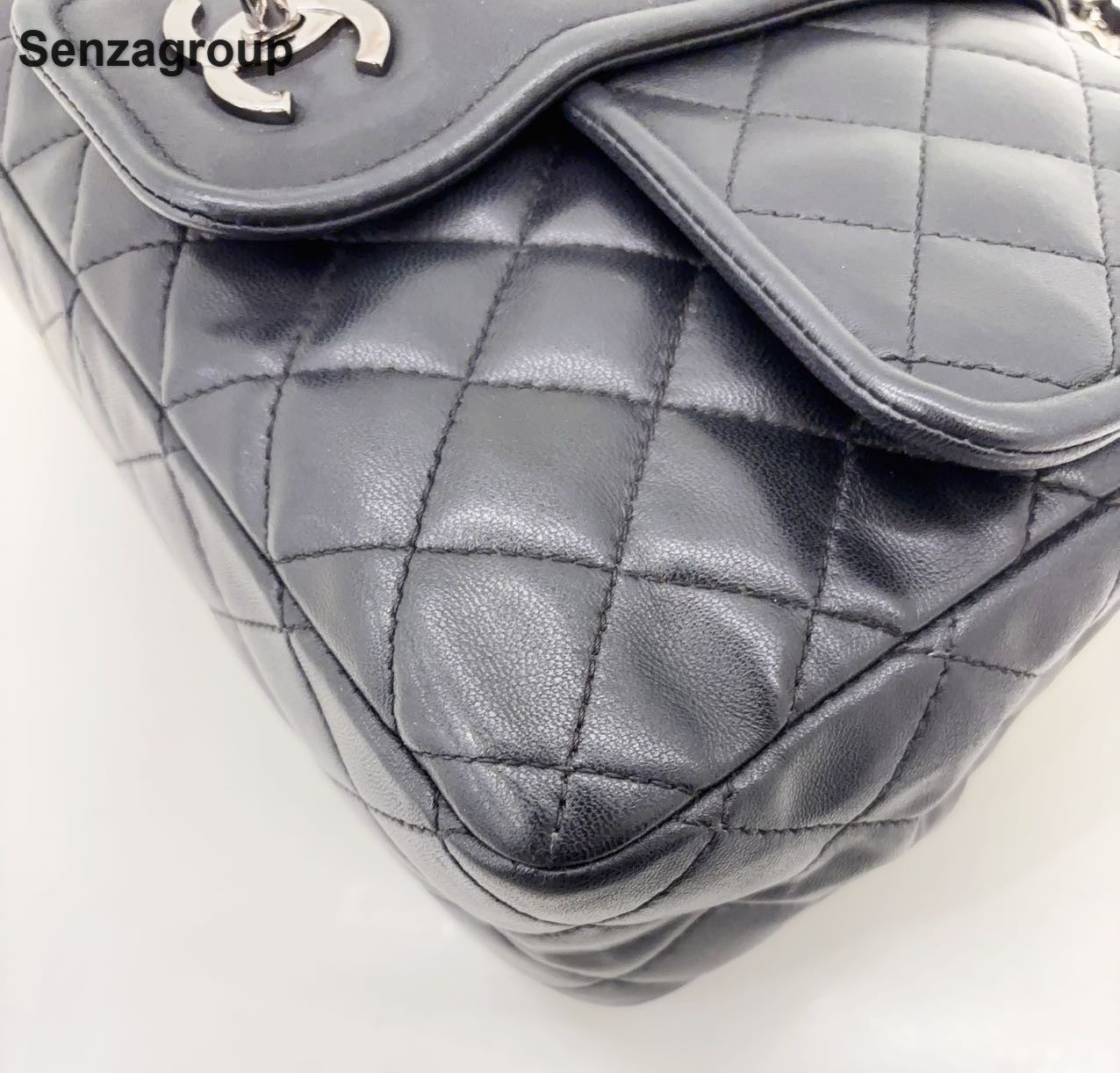Chanel Classic Flap Chain Shoulder Crossbody Black Silver Diamond Women Fashion