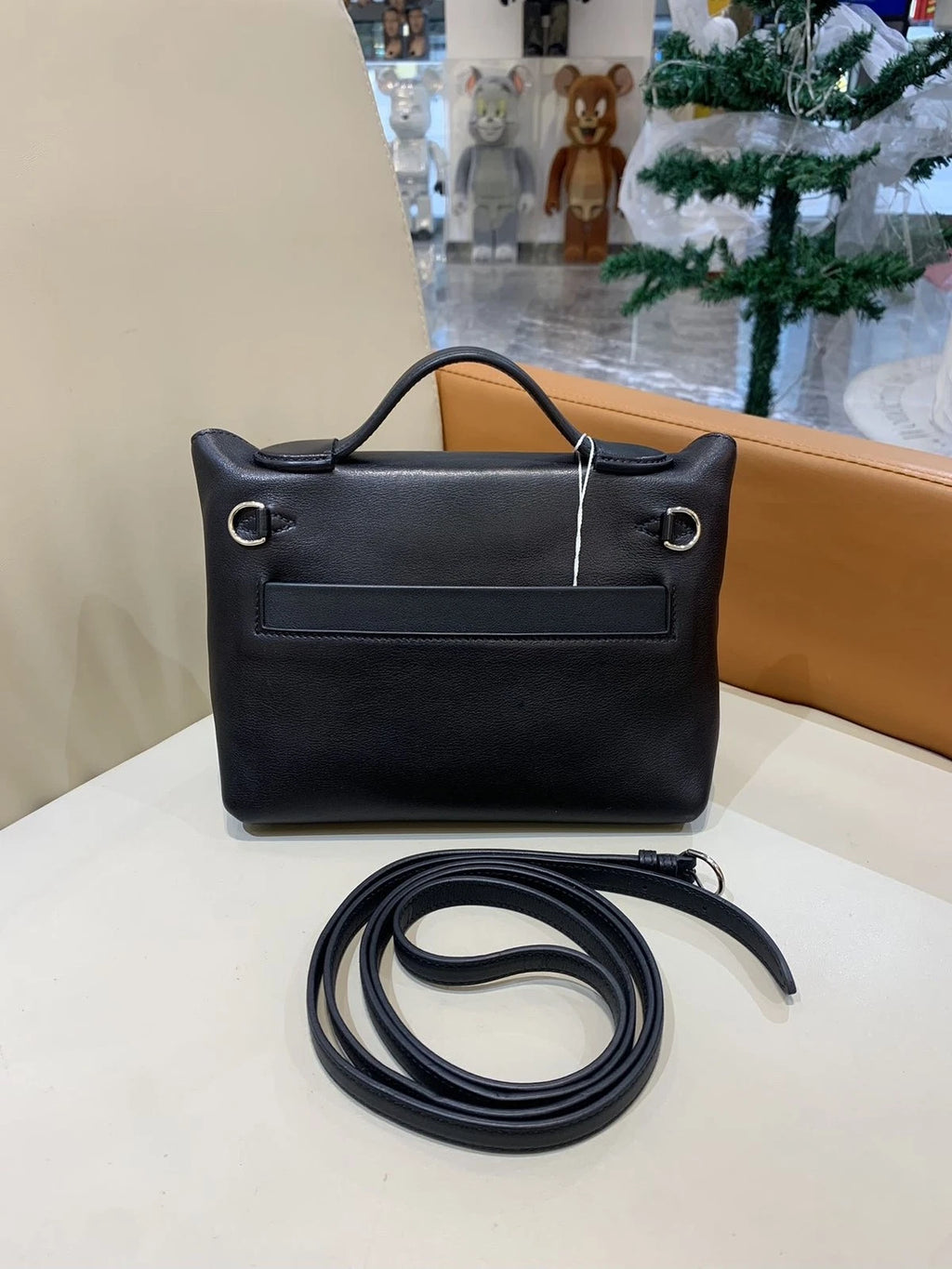 Hermes Mini 2424 Black Silver Volupto Leather Handbag For Women