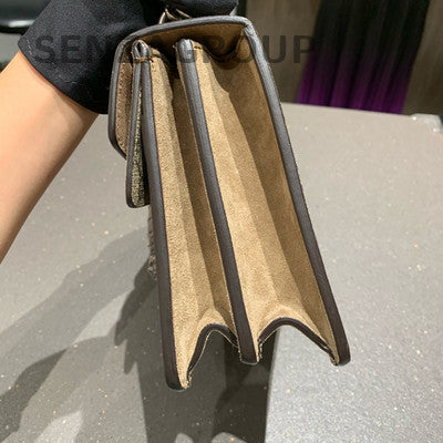 Gucci Dionysus Medium GG Supreme Shoulder Bag Brown Silver Hardware